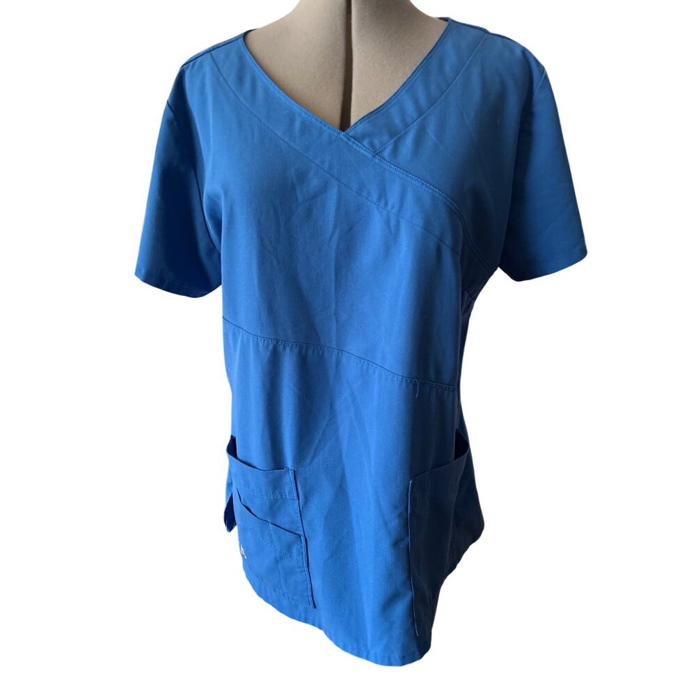 Greys Anatomy By Barco Blue Scrub Top XL V-Neck Short Sleeve With Pockets - Picture 1 of 9